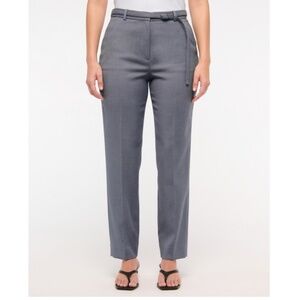 NWT Abercrombie & Fitch Gray High Rise Belted Ankle Straight Pant Size 34 Short